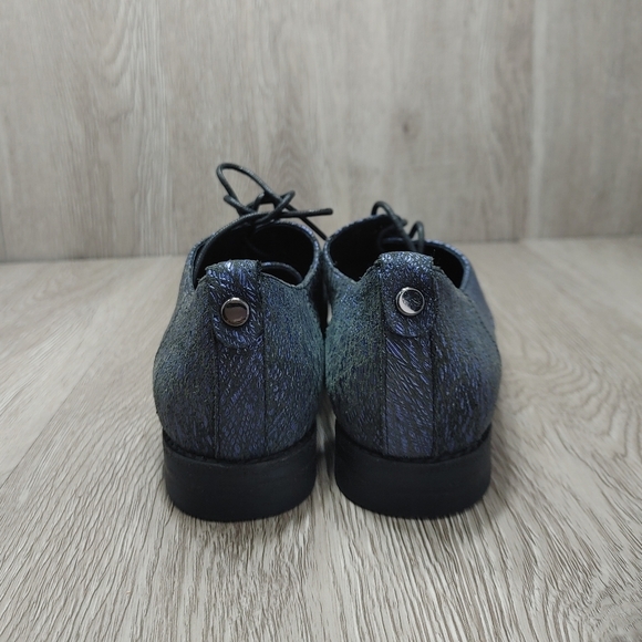 Blacksheep Empire Lace Up Oxford Flats Shoes Blue Black‎ Textured Leather 36 - Picture 8 of 10